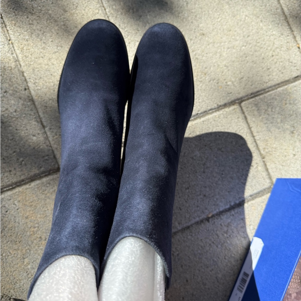 Stuart Weitzman suede booties -navy blue